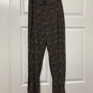 Susan Graver Liquid Knit XL Black & Tan Abstract Pants